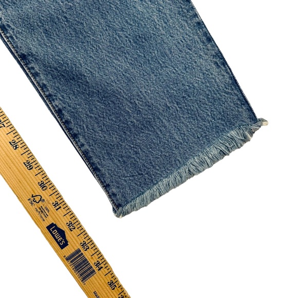 Levi’s Premium 501 High Rise Straight Leg Medium Wash Frayed / Distressed Jeans - Picture 9 of 14